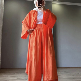 Uzun Kimono Takım Turuncu