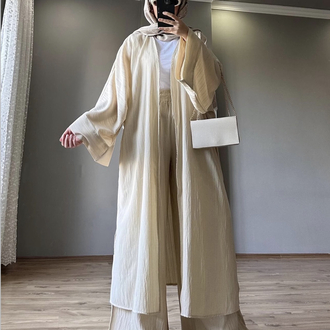 Uzun Kimono Takımı Krem