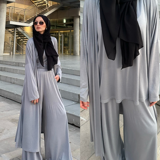 3 lü Abaya Takım Gri Efsane Rahatlık