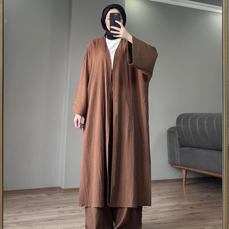 Uzun Kimono Takım Kahverengi