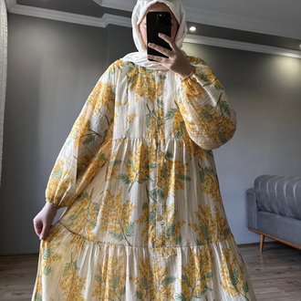 Sarı Çiçek  Premium Elbise 