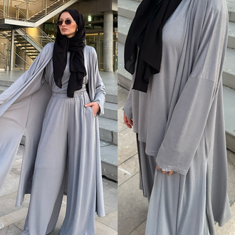 3 lü Abaya Takım Gri Efsane Rahatlık