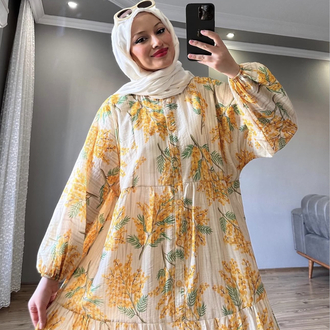 Sarı Çiçek  Premium Elbise 
