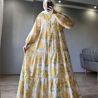 Sarı Çiçek  Premium Elbise 