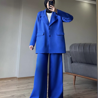 Blazer ceket takım saks mavi