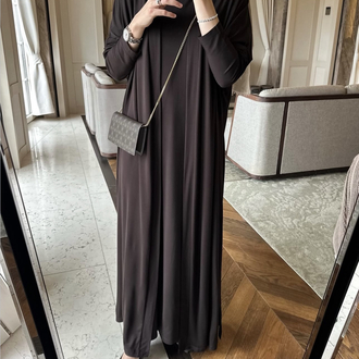 2 li Abaya Takım Elbiseli Acı Kahve