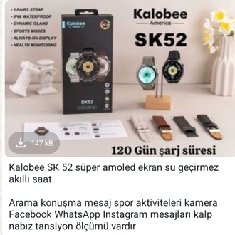 kalobe sk 52 süper amoled Android saat
