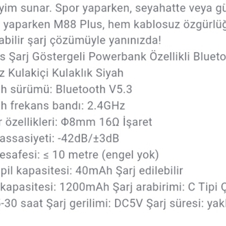 POWERBANKLI BLUETOOTH KULAKLIK