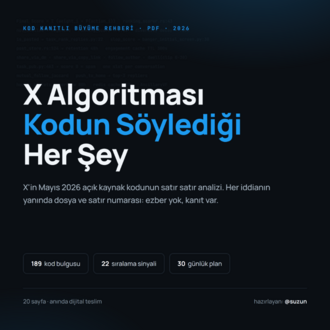 X Algoritması: Kod Kanıtlı Büyüme Rehberi (PDF, 2026)