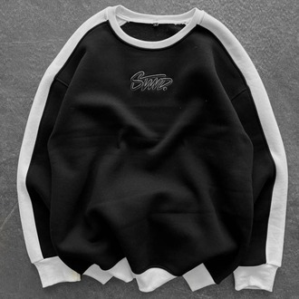 Bisiklet Yaka Oversize Siyah Sweatshirt