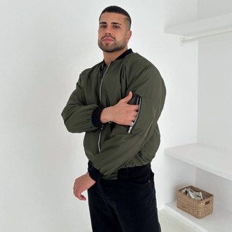 Unisex Oversize Haki Bomber Ceket