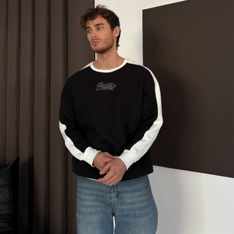 Bisiklet Yaka Oversize Siyah Sweatshirt