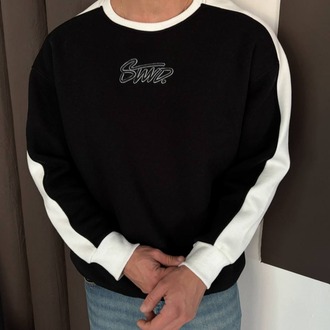 Bisiklet Yaka Oversize Siyah Sweatshirt