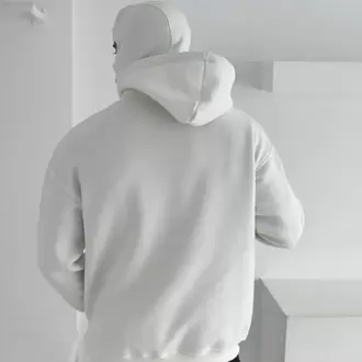 Oversize Fermuarlı Beyaz Ninja Unisex Hırka
