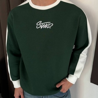 Bisiklet Yaka Oversize Haki Sweatshirt