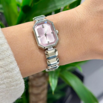 Swalora Crystal Garden Pembe Saat Gümüş Metal Kordon