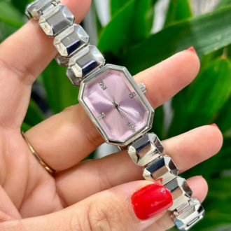 Swalora Crystal Garden Pembe Saat Gümüş Metal Kordon