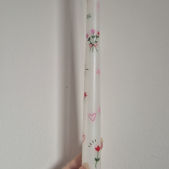 Çiçek buketi şamdan mum