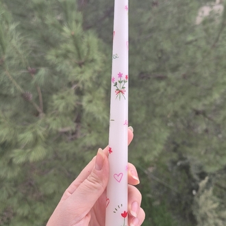 Çiçek buketi şamdan mum