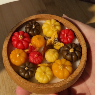 Akasya kasede bal kabağı mum