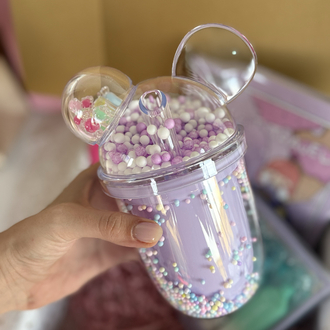 Boncuk kapaklı pipetli bardak