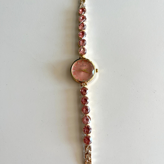 çelik pembe taşlı gold saat