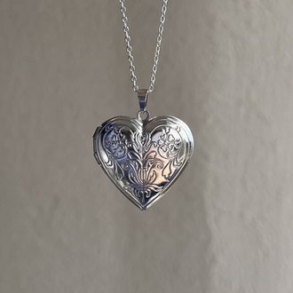 çelik kalp kapaklı silver kolye