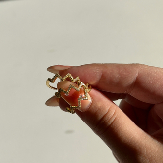 zikzak model üçlü gold yüzük