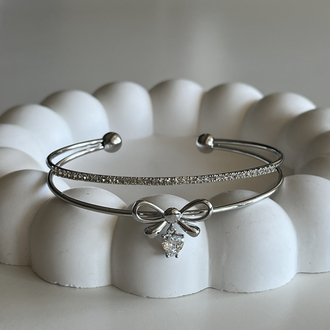 kurdele taşlı silver kelepçe