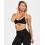 Teveo Siyah Kontrast Biyeli Seamless Spor Bra - Ayarlanabilir Askılı Şık Tasarım