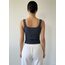 Nocturne Kare Yaka Rib Detaylı Siyah Tank Top