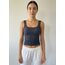 Nocturne Kare Yaka Rib Detaylı Siyah Tank Top