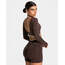 Teveo Kahverengi Uzun Kollu Seamless Crop - Kontrast Biyeli Stil