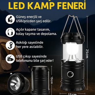 Solar Şarjlı Kamp Feneri
