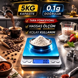 Elektronik Dijital Hassas Tartı 5KG 0.1g Mutfak Kahve Ölçüm Terazisi