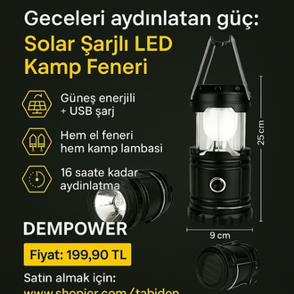 Solar Şarjlı Kamp Feneri
