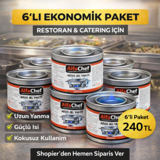 AlfaChef Reşo Yakıtı 200ml – 6’lı Ekonomik Paket | Restoran & Catering İçin