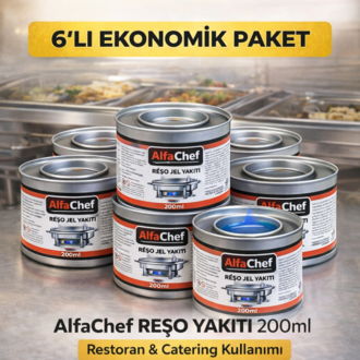 AlfaChef Reşo Yakıtı 200ml – 6’lı Ekonomik Paket | Restoran & Catering İçin