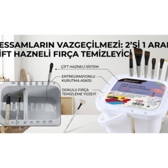 Plastik Fırça Temizleme Kabı Saplı