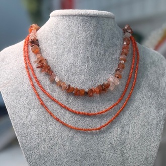 Tabir Turuncu Set Kolye