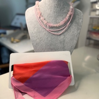Tabir Bandana  Pembe Geometrik