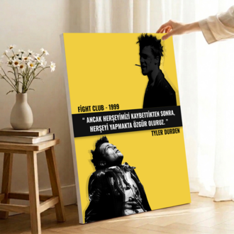Tyler Durden "KAYBETTİKTEN SONRA ÖZGÜR OLURUZ" Alıntı Premium 4K Kanvas Tablo