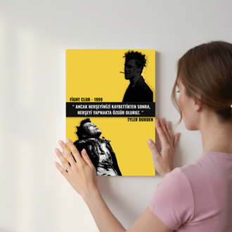Tyler Durden "KAYBETTİKTEN SONRA ÖZGÜR OLURUZ" Alıntı Premium 4K Kanvas Tablo