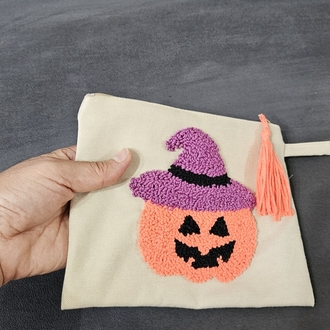 Halloween kabak desenli el çantası