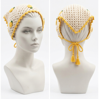 Limon detaylı örgü saç bandana 