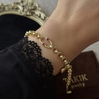 Kilit Kalp Detay Burgundy Bileklik | 14k vip