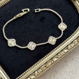 İnce Suyolu Taşlı Yonca Bileklik | 14k vip