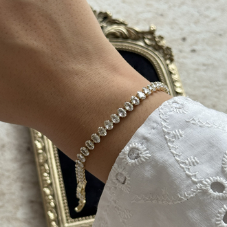 Oval Taş Suyolu Bileklik | 14k vip