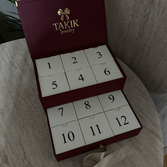 Premium Kadife Dokulu 12li Advent Calendar Kurdeleli