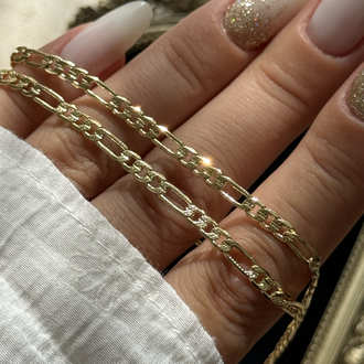 Desenli Figaro Zincir Kolye | 14k vip